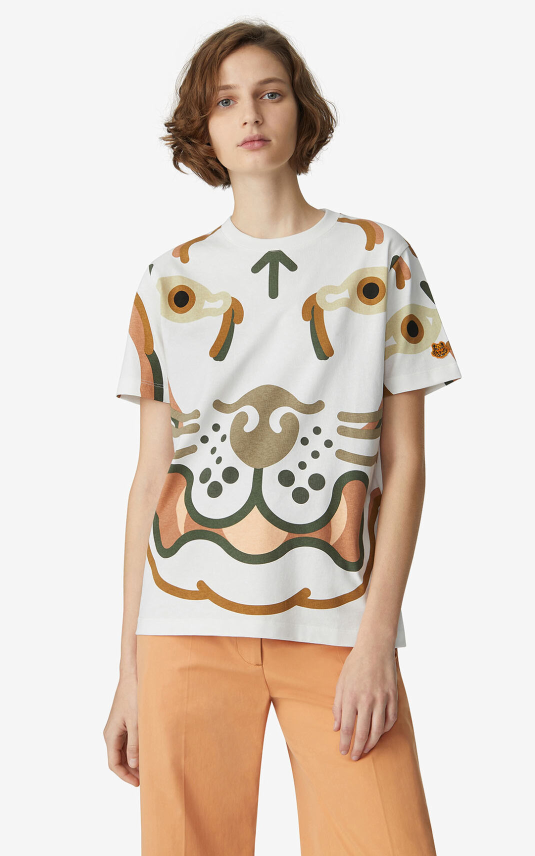 Kenzo K Tiger loose Tişört Bayan Beyaz | 8573-IAKYS